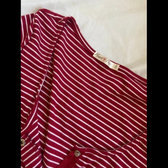 Red&White Striped Summer Button Up Dress - Picture 3 of 3